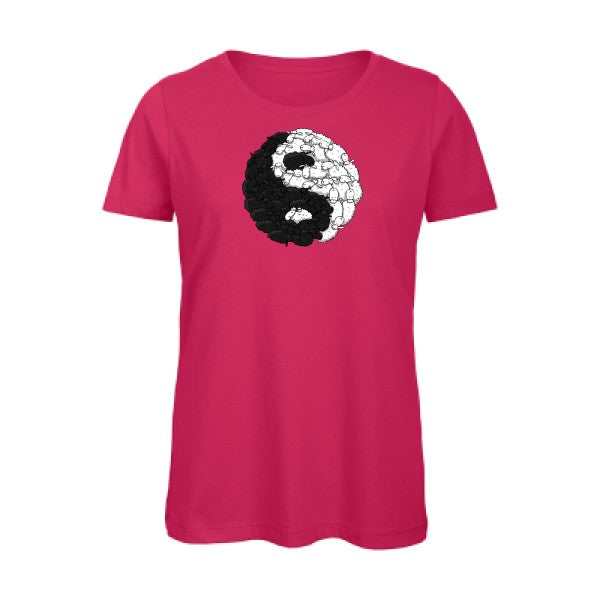 Mouton-Yin-Yang- - t-shirt original femme Fuchsia