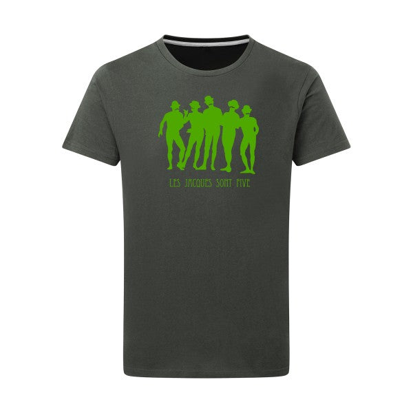 Les Jacques sont Five vert pomme -Flex vert pomme sur T-shirt SG  Charcoal  5XL