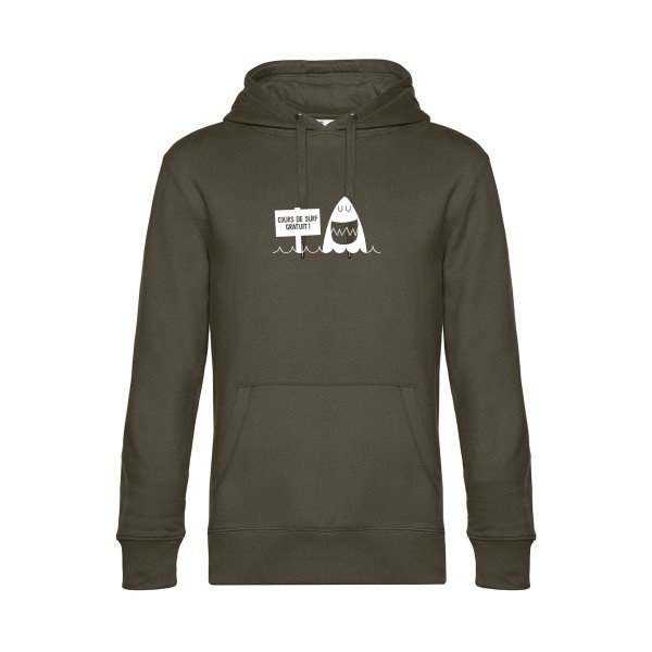 Cours-de-surf sweat shirt original Khaki flex Blanc impression Face