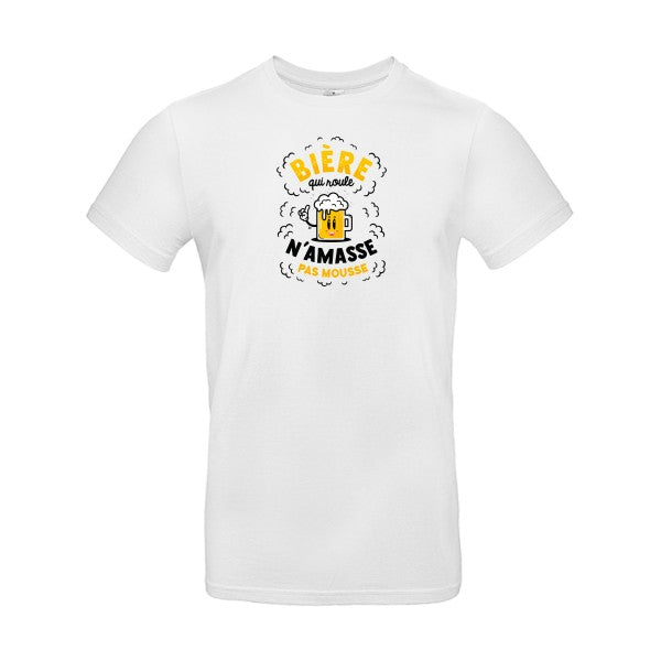 T-shirt humour original Biere Qui Roule T Shirt couleur White