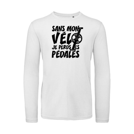 Sans mon vélo, je perds les pédales ! Noir |T shirt bio homme rigolo manches longues