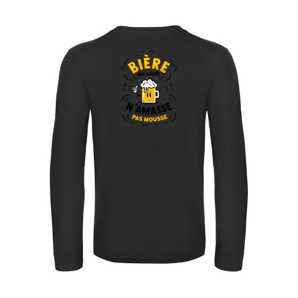 biere-qui-roule-t-shirt-manches-longues-original-humour -Black