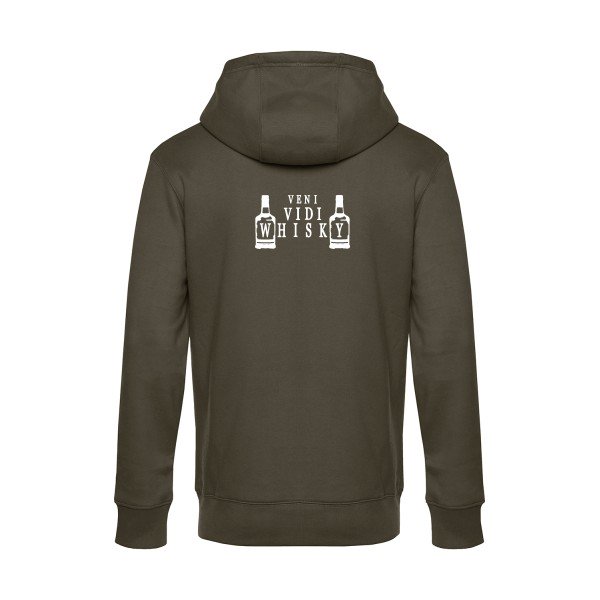 VENI-VIDI-WHISKY sweat shirt original Khaki flex Blanc impression Dos
