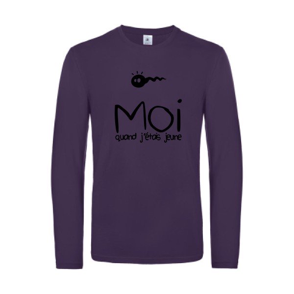 moi quand j etais jeune - t shirt- manches- longues- original- humour- Urban Purple impression Face