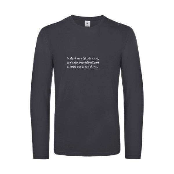 qi - t shirt- manches- longues- original- humour- Dark Grey impression Face
