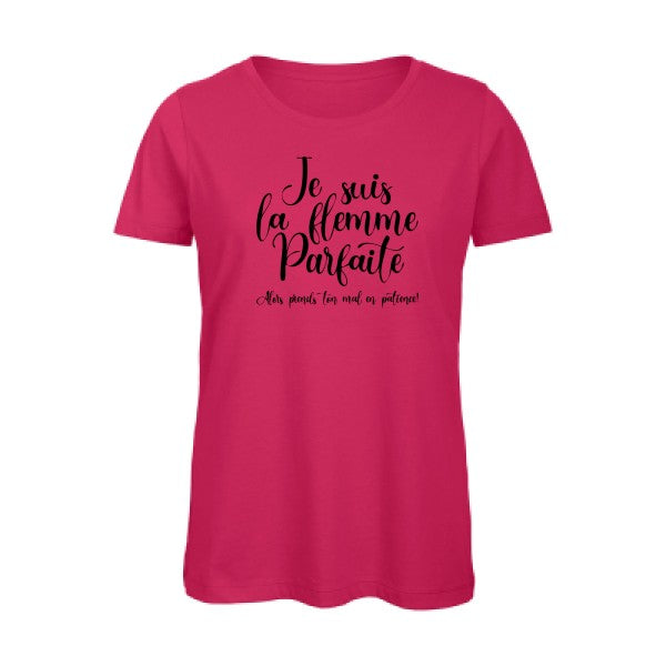 T shirt humour bio femme   femme bio|La flemme parfaite Noir 