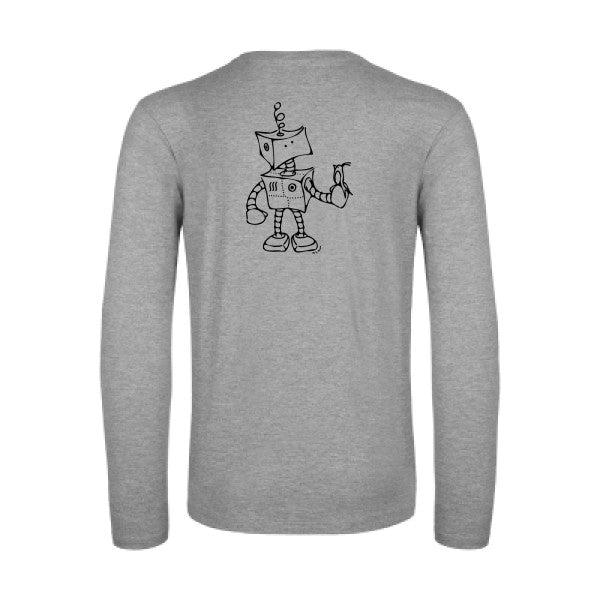 robot & bird - t shirt- manches- longues- original- humour- Sport Grey impression Dos