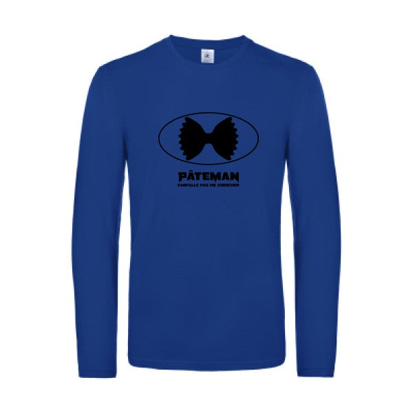 pateman - t shirt- manches- longues- original- humour- Royal Blue impression Face