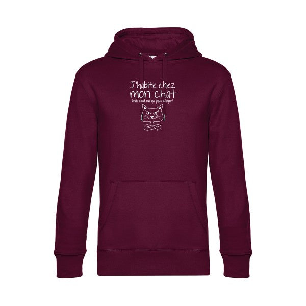J-habite-chez-mon-chat sweat shirt original Burgundy flex Blanc impression Face