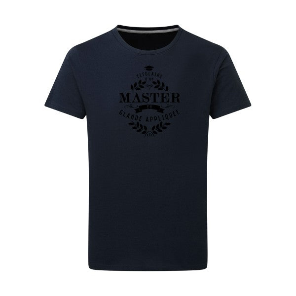 Master en glande appliquée noir -Flex noir sur T-shirt SG  Navy  5XL