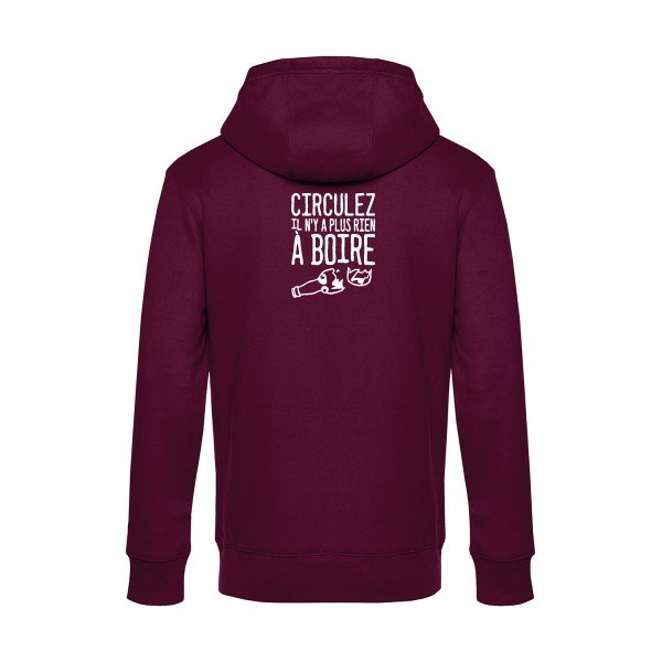 Circulez-il-n-y-a-plus-rien-a-boire sweat shirt original Burgundy flex Blanc impression Dos