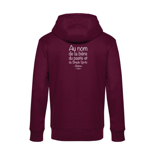 priere-de-l-apero sweat shirt original Burgundy flex Blanc impression Dos