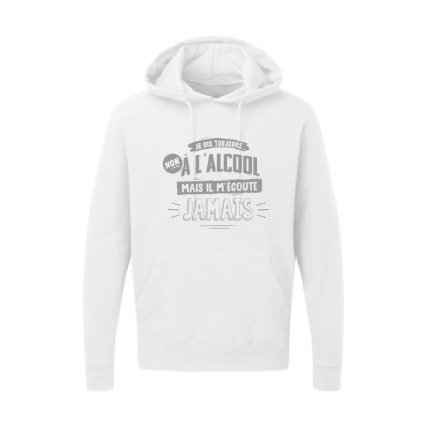 Non à l'alcool  |Sweat  capuche humoristique Gris 