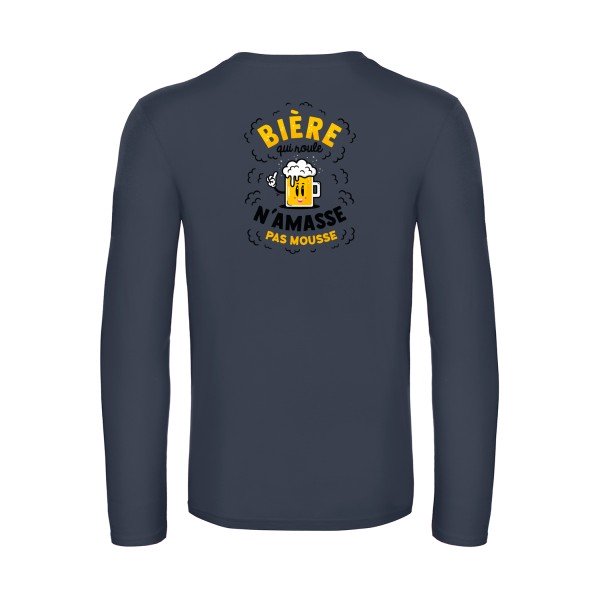 biere-qui-roule-t-shirt-manches-longues-original-humour -Navy