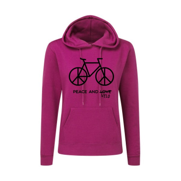 Peace and vélo Noir |Sweat original à capuche Femme