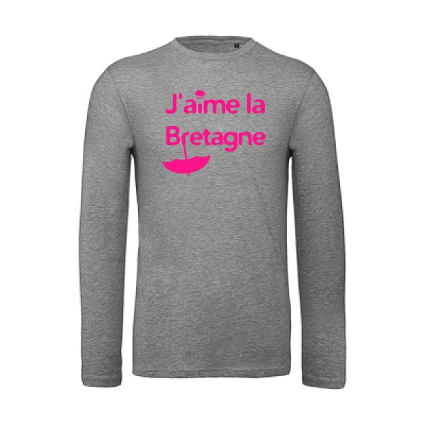 J'aime la Bretagne Rose Fluo |T-shirt bio manches longues