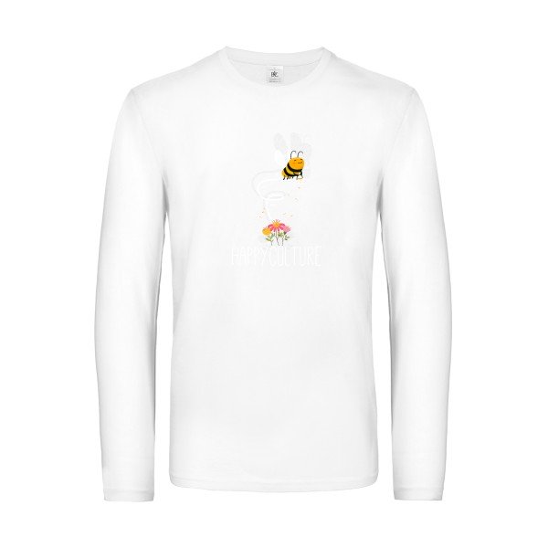 happy-t-shirt-manches-longues-original-humour -White