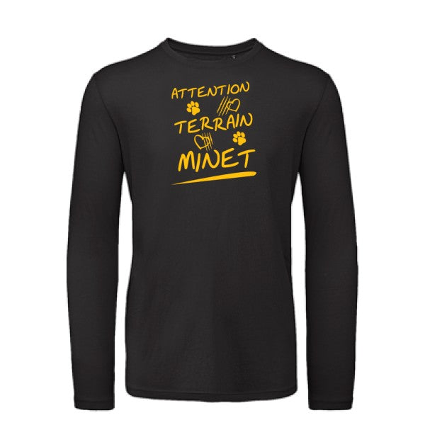 Attention Terrain Minet jaune Or |T-shirt bio manches longues