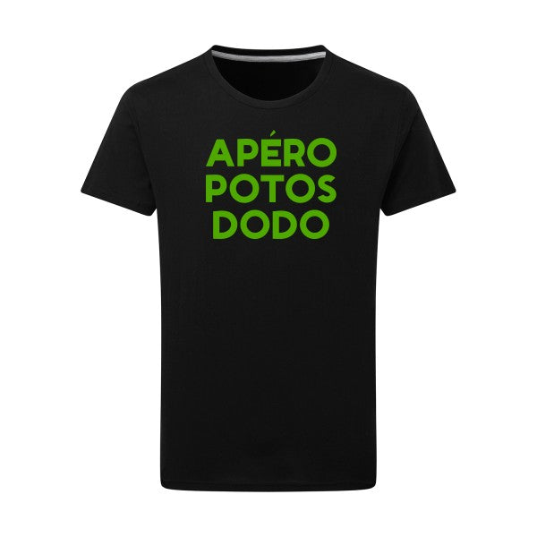 Apéro Potos Dodo  - Flex Vert pomme Tshirt original Dark Black  4XL