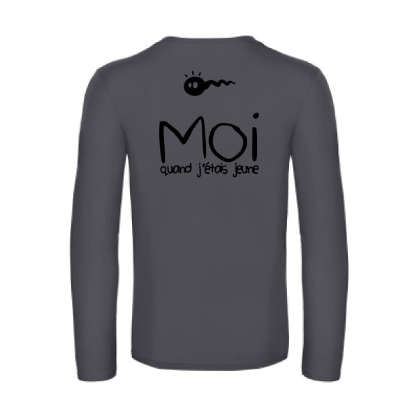 moi quand j etais jeune - t shirt- manches- longues- original- humour- Dark Grey impression Dos