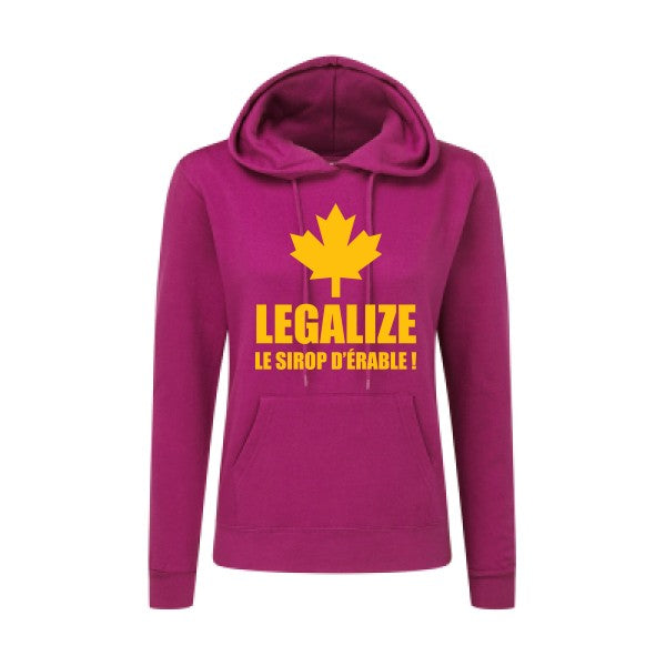 Legalize le sirop d'érable jaune Or |Sweat original à capuche Femme