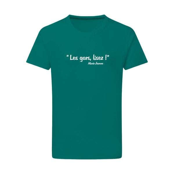 Les gars lisez ! Blanc -Flex Blanc sur T-shirt SG  Emerald Green  2XL