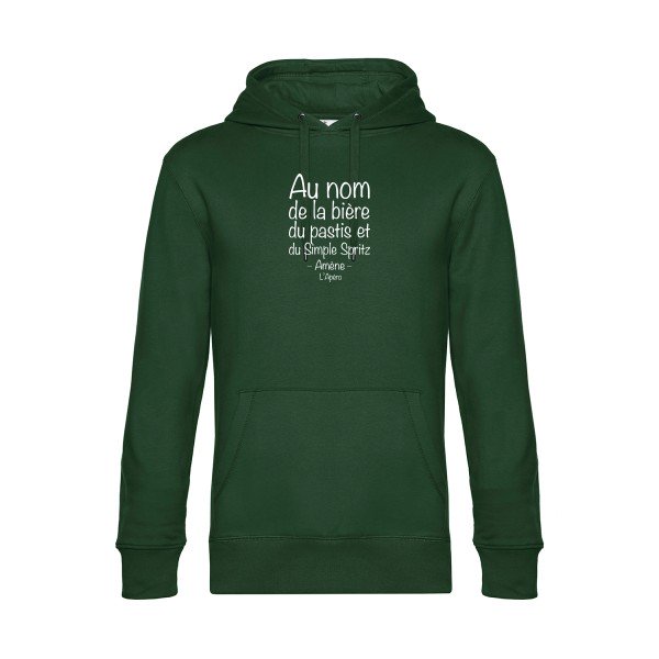 priere-de-l-apero sweat shirt original Bottle Green flex Blanc impression Face