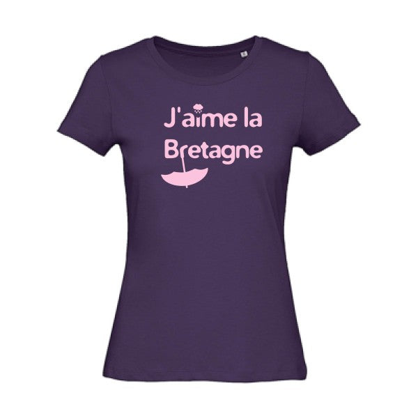 T shirt humour bio femme   femme bio|J'aime la Bretagne Rose 