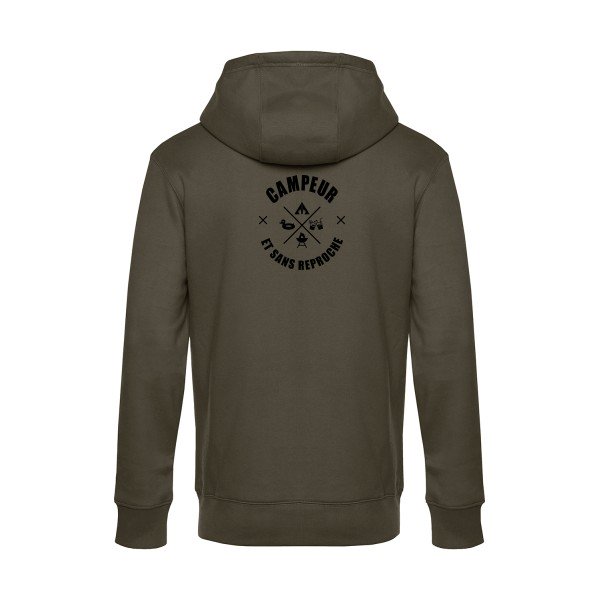 CAMPEUR... sweat shirt original Khaki flex Noir impression Dos