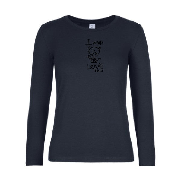 t-shirt lsl femme LOVER Navy flex Noir