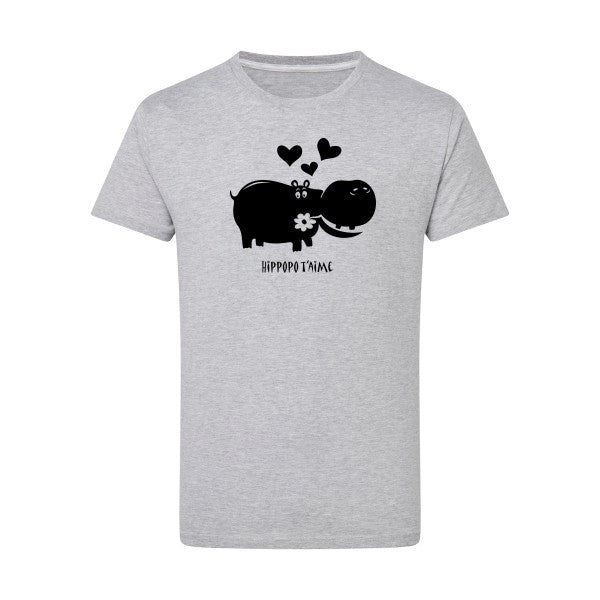 Hippopo t'aime noir -Flex noir sur T-shirt SG  Light Oxford  5XL