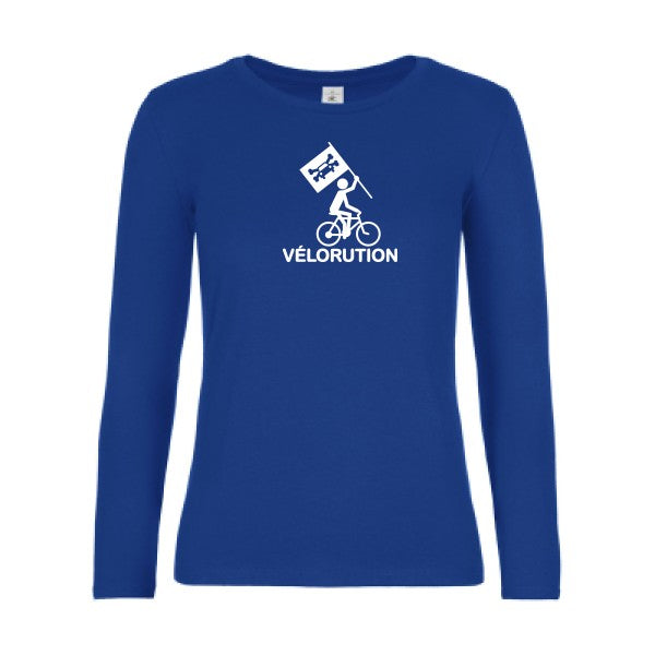 t-shirt lsl femme Velorution Royal Blue flex blanc