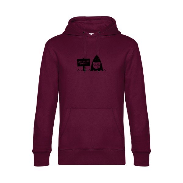 Cours-de-surf sweat shirt original Burgundy flex Noir impression Face
