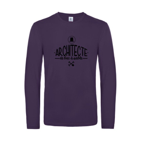 architecte de bac a sable - t shirt- manches- longues- original- humour- Urban Purple impression Face