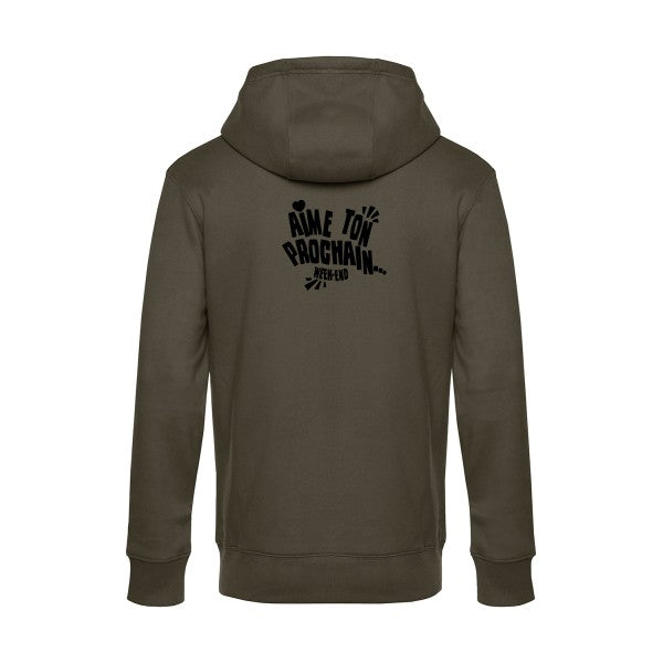 Aime-ton-prochain-! sweat shirt original Khaki flex Noir impression Dos