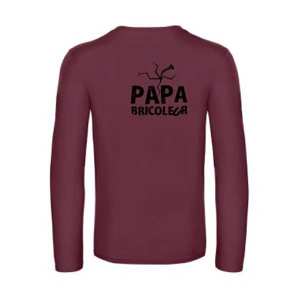 papa bricoleur - t shirt- manches- longues- original- humour- Burgundy impression Dos