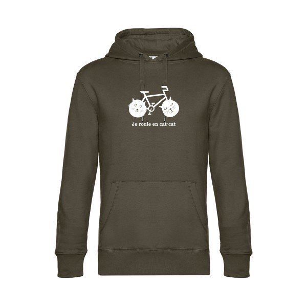cat-cat-bike sweat shirt original Khaki flex Blanc impression Face
