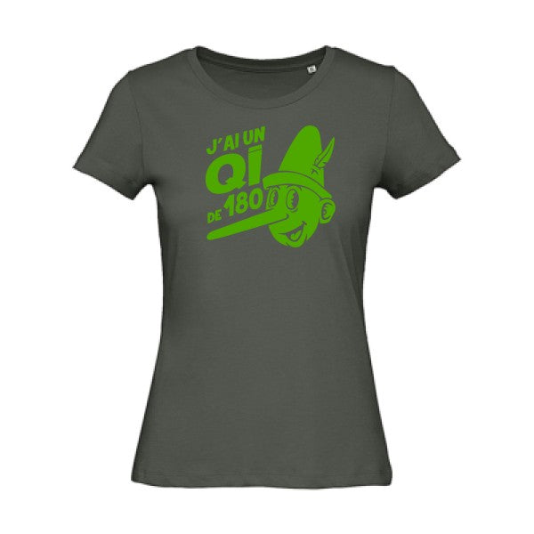 T shirt humour bio femme   femme bio|Quotient intellectuel Vert pomme 