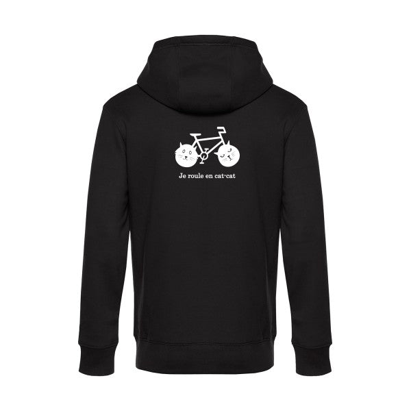 cat-cat-bike sweat shirt original Black flex Blanc impression Dos