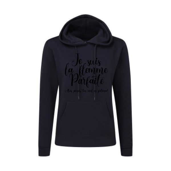 La flemme parfaite Noir |Sweat original à capuche Femme