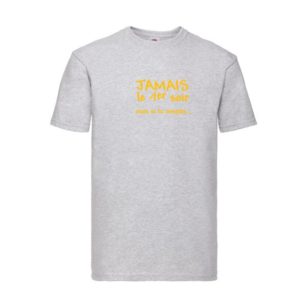 T-shirt|JAMAIS... |flex jaune Or| Fruit of the loom 205 g 