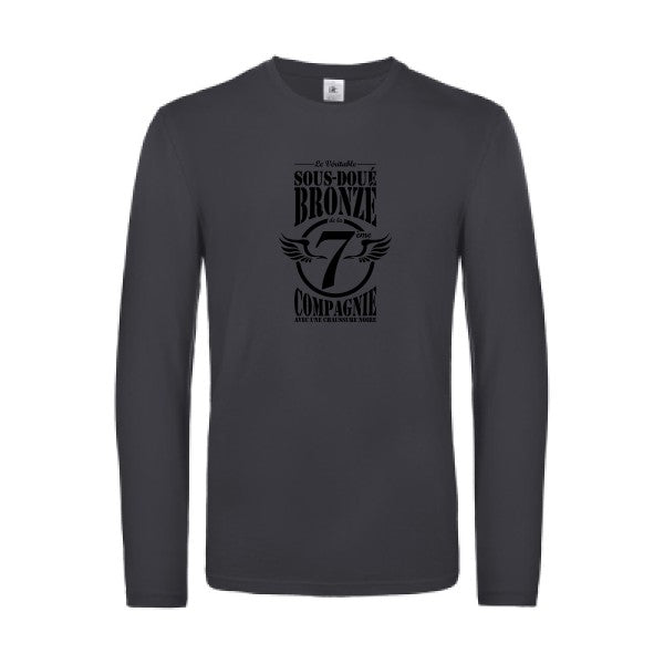 7eme compagnie crew - t shirt- manches- longues- original- humour- Dark Grey impression Face