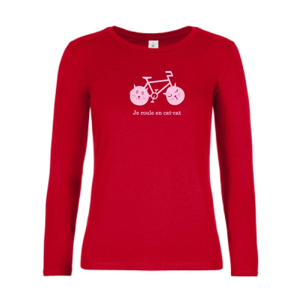 t-shirt lsl femme cat-cat-bike Red flex Rose
