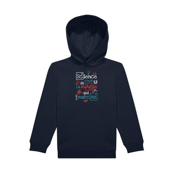 sweat capuche enfant Navy- humour-et-Science