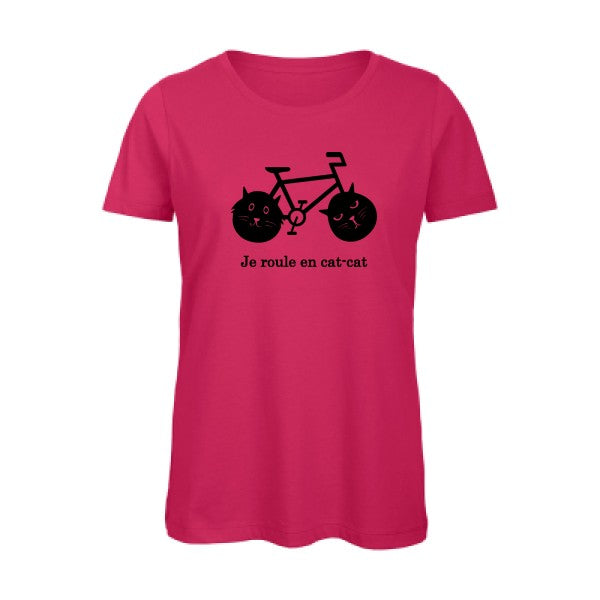 T shirt humour bio femme   femme bio|cat-cat bike Noir 