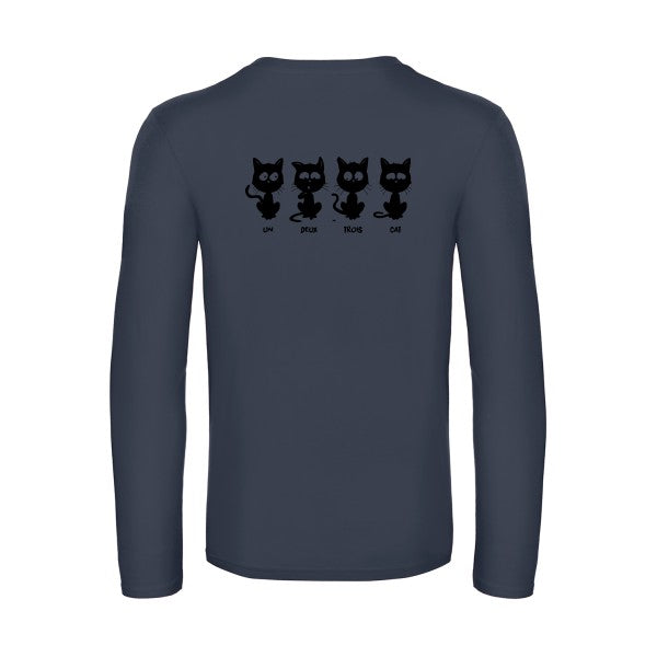 un deux trois cat - t shirt- manches- longues- original- humour- Navy impression Dos