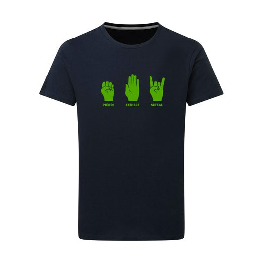 Pierre Feuille Metal vert pomme -Flex vert pomme sur T-shirt SG  Navy  5XL