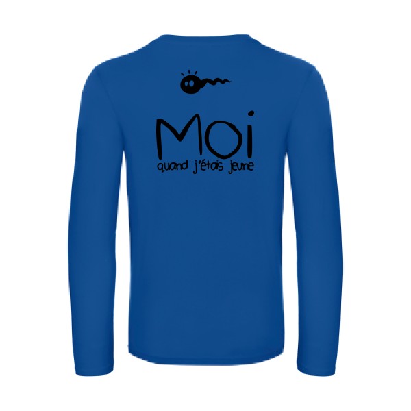 moi quand j etais jeune - t shirt- manches- longues- original- humour- Royal Blue impression Dos