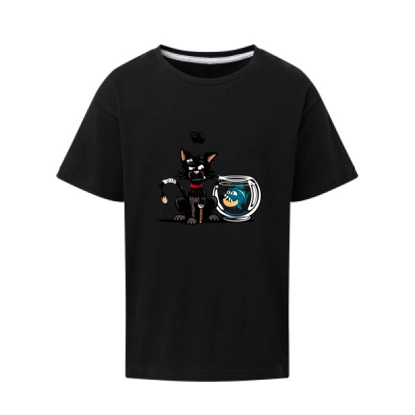 Le piranha et le chat SG - Kids T-shirt enfant Dark Black Taille 152 (11-12/2XL)