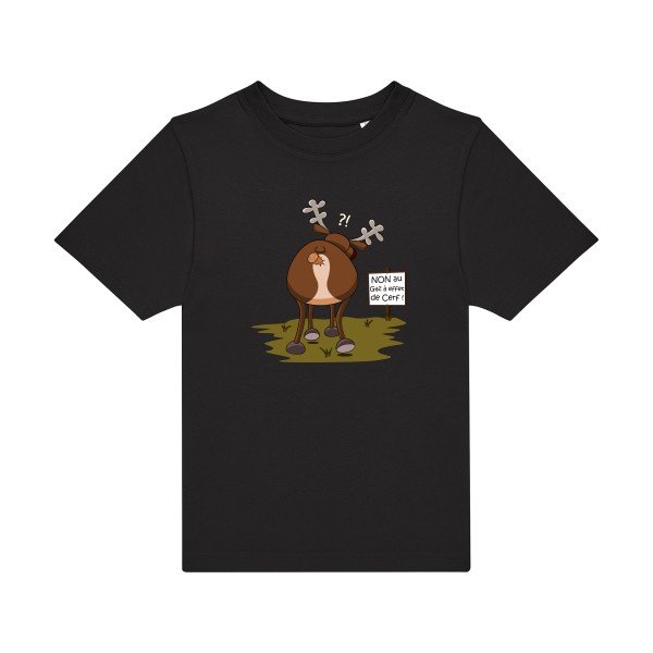 t-shirt humour enfant -Gaz-a-effet-de-cerf- couleur  Black
